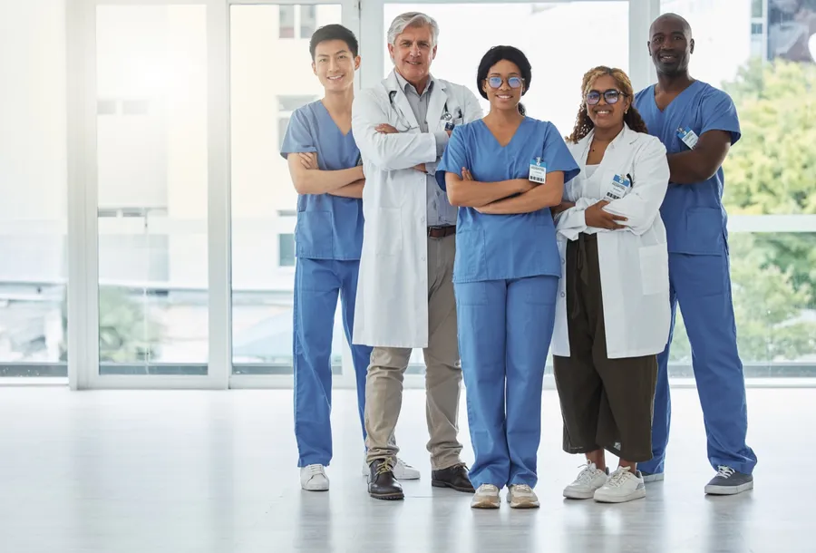 A team of healthcare professionals standing together
